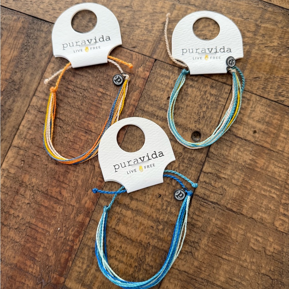 PURA VIDA Bracelets (3) NWT Deep Dive Colors One Size Waterproof